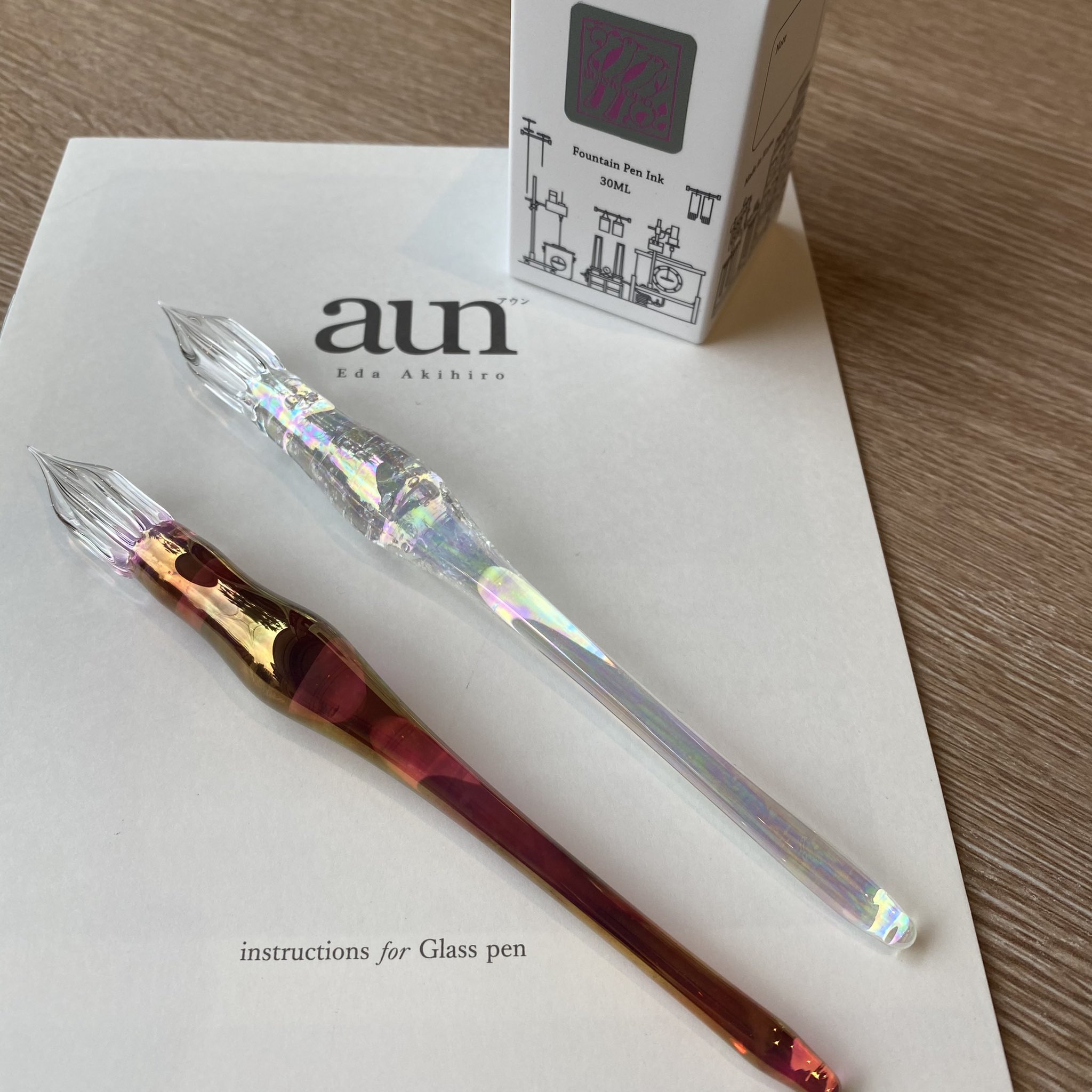 【特別セール品】 ガラスペン ガラス工房aun F字 パンフレットと筆記 しゃぼん玉 筆記具