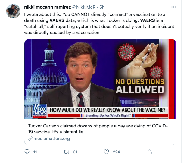 N0rth0ftheW4ll's tweet photo. OMG this is criminal & ironically parallels what was done to convince the FCC to get rid of #netnetruality. 18 million fake comments submitted to the FCC in 2017. I bet $1000 #antivaxx are submitting false info to #VAERS right now. 2 terrible people @AlexBerenson & @TuckerCarlson https://t.co/O02m27v9Mo