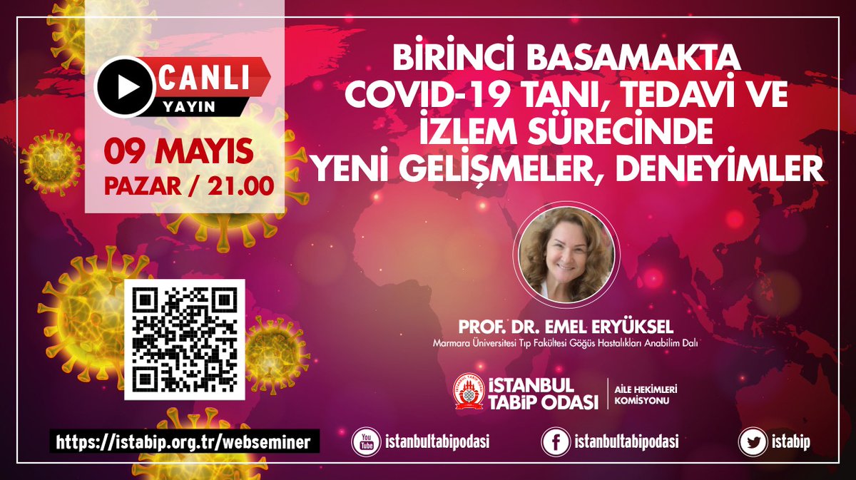 istabip's tweet image. Web-seminer 09 Mayıs: Birinci Basamakta COVID-19 Tanı, Tedavi ve İzlem Sürecinde Yeni Gelişmeler, Deneyimler

istabip.org.tr/Etkinlikler/50…