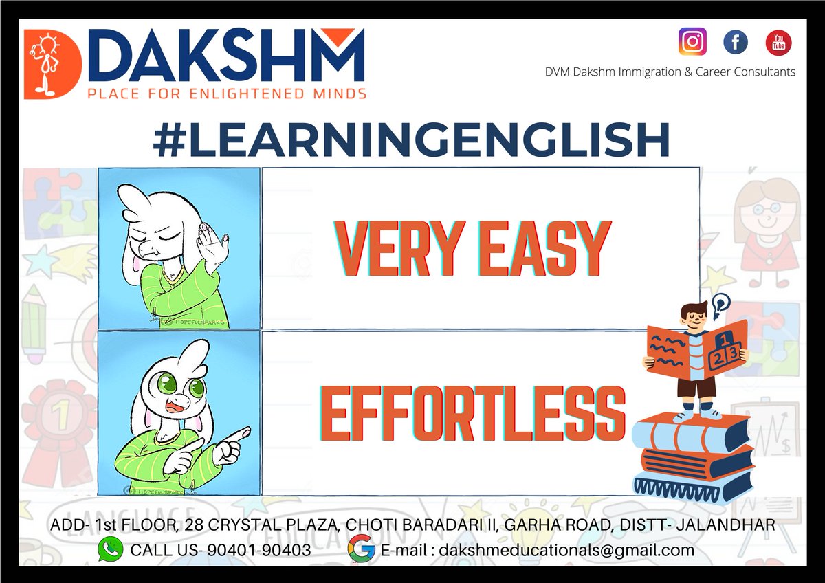 dvmdakshm's tweet photo. TRICK OF THE DAY
#learningenglish #tricks #IELTS #EnglishHack #DakshmVocabulary #DVMDakshmIELTS #studyoverseas #student #studentvisa #studyvisa #students #jalandhar
#immigration #scholarships #usa
#dvmdakshm #dakshm #dakshmeducationals #dvmdakshmimmigrationandcareerconsultants https://t.co/1qoOek17U6
