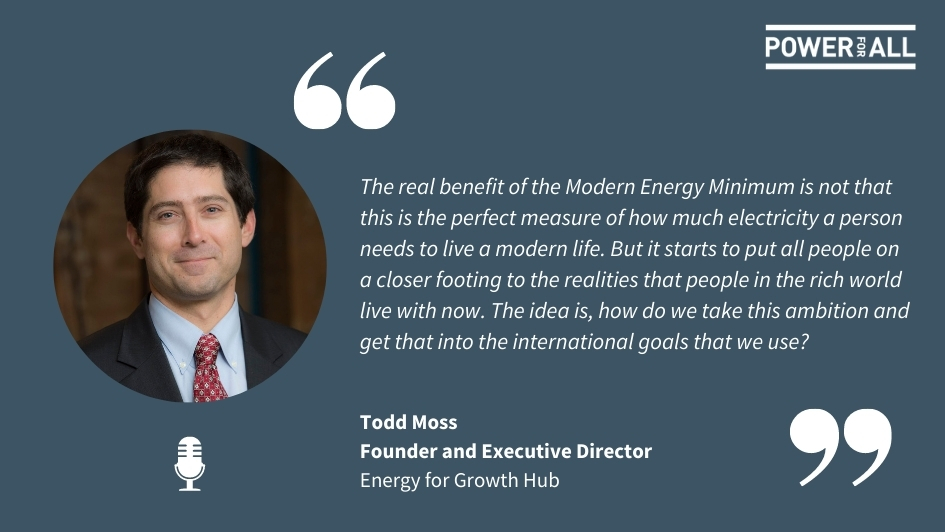 A new episode of our podcast is out!🎙️

<a href="/energyforgrowth/">Energy for Growth Hub</a> Founder &amp; Executive Director <a href="/toddjmoss/">Todd Moss</a> talks about the launch of a new framework that calls for a huge jump in ambition for what the global development community considers basic energy access buff.ly/3ewakNX #SDG7