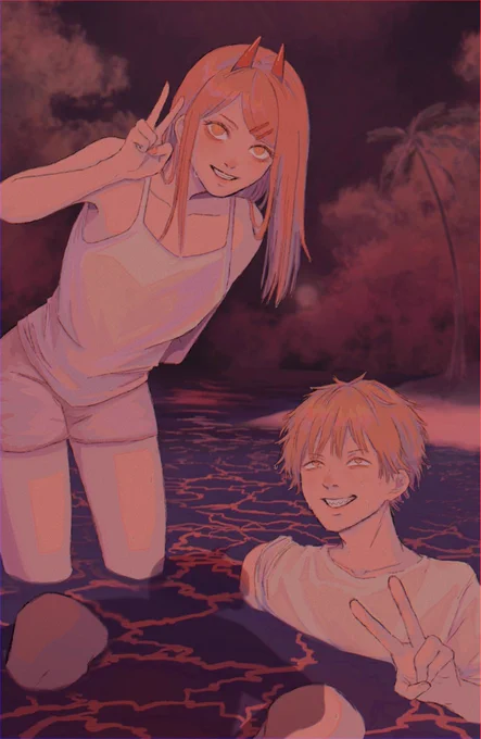 夕日と海 #チェンソーマン 