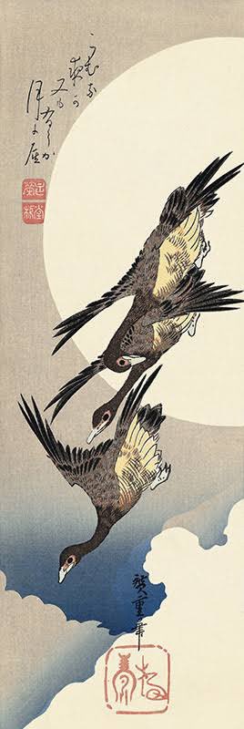 ポケモン切手BOXのピカチュウとウッウの元絵(見返り美人図/月に雁)比較