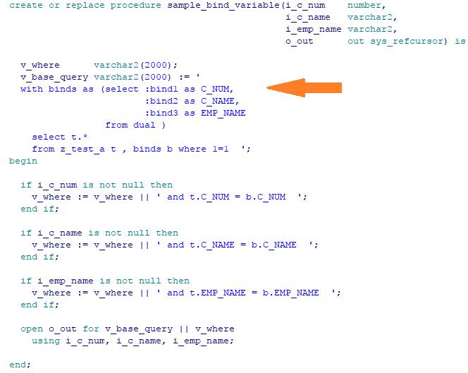 Pani_trng's tweet image. A useful way to use the #Dynamic_SQL and still use #Bind_Variables, is to use a "WITH clause" to bind the variables. This serves two purposes: