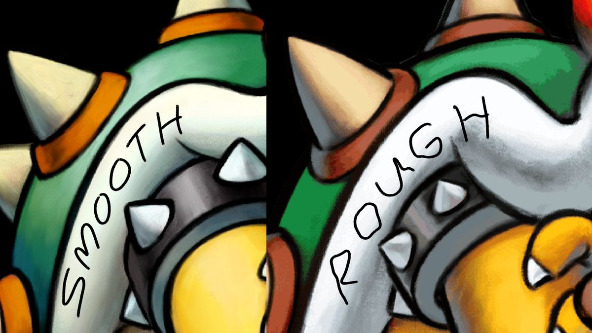 3.) Shading and TextureThe new art looks rough; the line work is less consistent, and the color blending is muddy.Compare how the shell is shaded in the original vs the remake: the shell looks flatter in the latter.