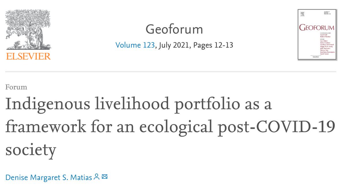 What could be an ecological post-COVID-19 society? I suggest to discover &amp; follow the #IndigenousPeoples livelihood portfolio. You can read &amp; download the article here: authors.elsevier.com/a/1d1Bh3pILWMJK