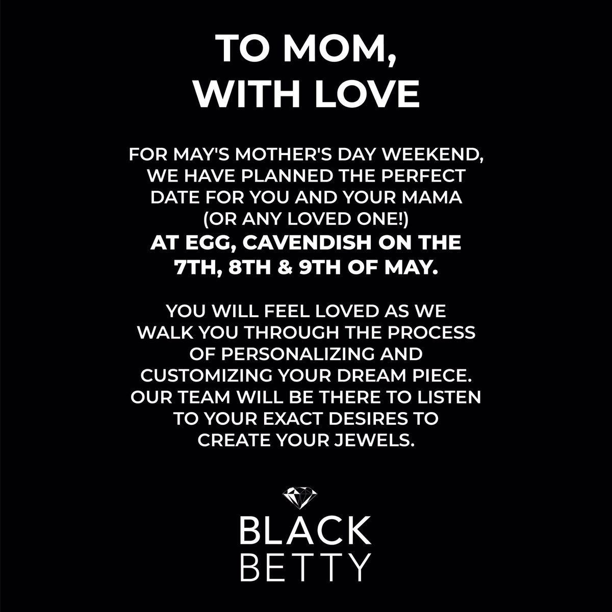 We are EGG (@weare_egg) on Twitter photo To Mom, with Love. 💍
From today to Mother’s Day, Sunday 9 May, the <a href="/BlackBettySA/">Black Betty Design</a> jewellers will be working their magic live on Centre Court. For a personalised gift, you can’t get better than this: choose your stones, and watch them craft a piece of jewellery in person. 👀 To Mom, with Love. 💍
From today to Mother’s Day, Sunday 9 May, the <a href="/BlackBettySA/">Black Betty Design</a> jewellers will be working their magic live on Centre Court. For a personalised gift, you can’t get better than this: choose your stones, and watch them craft a piece of jewellery in person. 👀