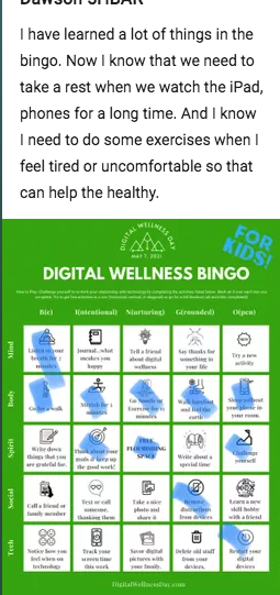 techhealthyfam's tweet photo. Thank you Elementary for partaking in #digitalwellnessday and #digitalwellnessweek! We had over 217 memes to share laughter and happy thoughts, with over 830 reactions! Lots of reflections and Bingo submissions as well. Well done! It's not too late to contribute! #saisrocks https://t.co/mdOsNzUt3N