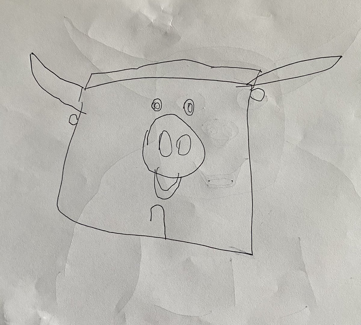 My grandson’s latest drawings, they are fabulous. A bull, a Minotaur and a cat. He is 6!! He draws them with such confidence too! #fundthearts