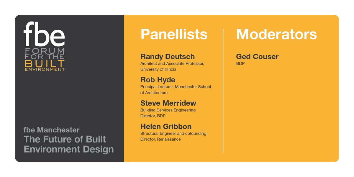 fbe Greater Manchester (@fbe_mcr) on Twitter photo Hosted by <a href="/gedcouser/">Ged Couser</a> #FtrDesign will debate the rapidly changing face of built environment design with <a href="/randydeutsch/">Randy Deutsch</a> <a href="/RobHydeRIBA/">rob hyde 🐝 🌻</a> <a href="/helengribbon/">Helen Gribbon</a> and Steve Merridew. Register for FREE thanks to the support of <a href="/bdp_com/">BDP</a> bit.ly/FtrDsgnFBE Hosted by <a href="/gedcouser/">Ged Couser</a> #FtrDesign will debate the rapidly changing face of built environment design with <a href="/randydeutsch/">Randy Deutsch</a> <a href="/RobHydeRIBA/">rob hyde 🐝 🌻</a> <a href="/helengribbon/">Helen Gribbon</a> and Steve Merridew. Register for FREE thanks to the support of <a href="/bdp_com/">BDP</a> bit.ly/FtrDsgnFBE