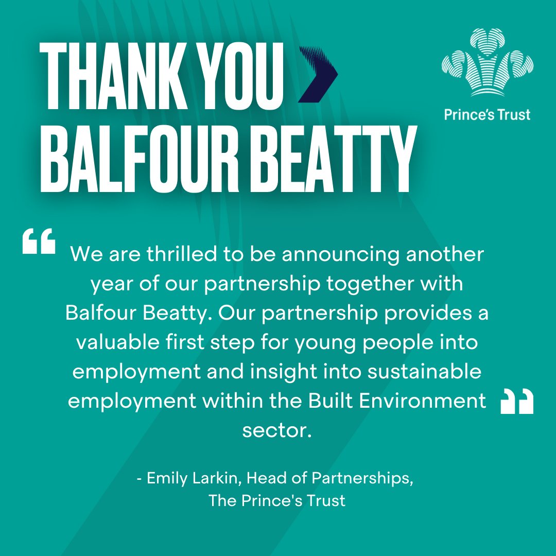 This week, we announced another year of #CorporatePartnership with @balfourbeatty, since first partnering in 2006! 

We're thrilled to work with an organisation that champions young people and provides opportunities into sustainable employment in the Built Environment sector.