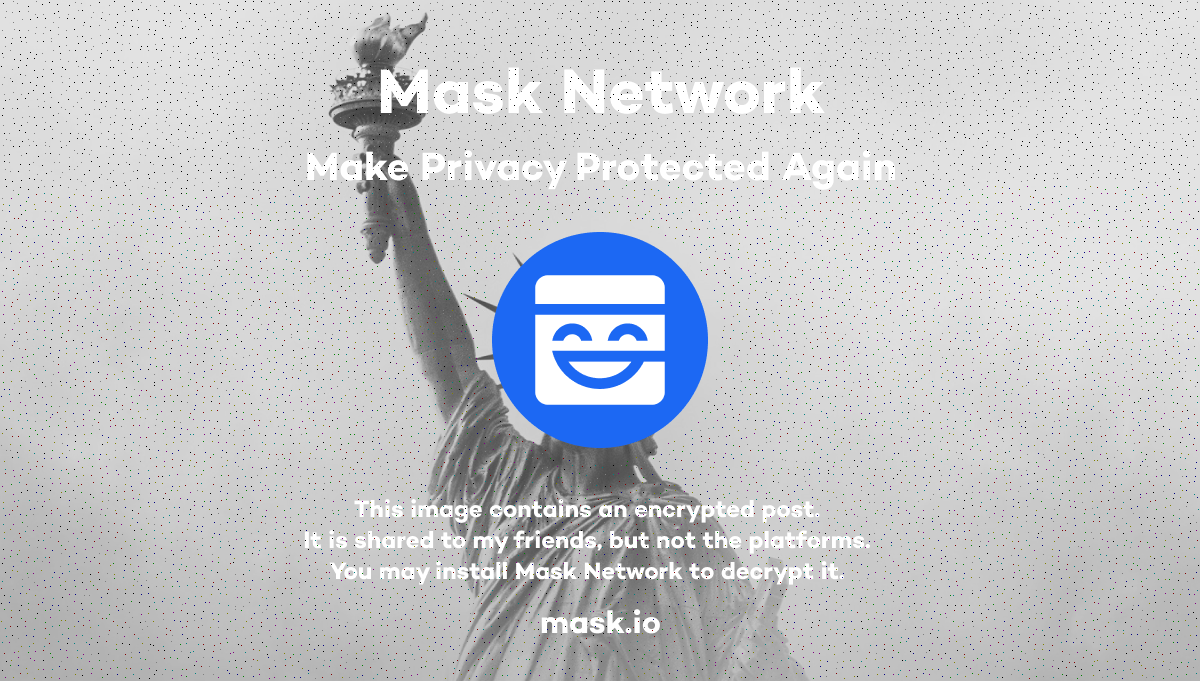 PlatON_Network's tweet photo. Here comes our first round of prized encrypted question！

Steps:
✅ Follow @PlatON_Network and @realmaskbook;
✅ Decrypted the tweet, comment and quote with the answer and hashtag #PlatONisON

🎁 5 winners x 200 LAT！！！

This image is encrypted with #mask_io. 📪🔑 https://t.co/xMBKMtdeGA