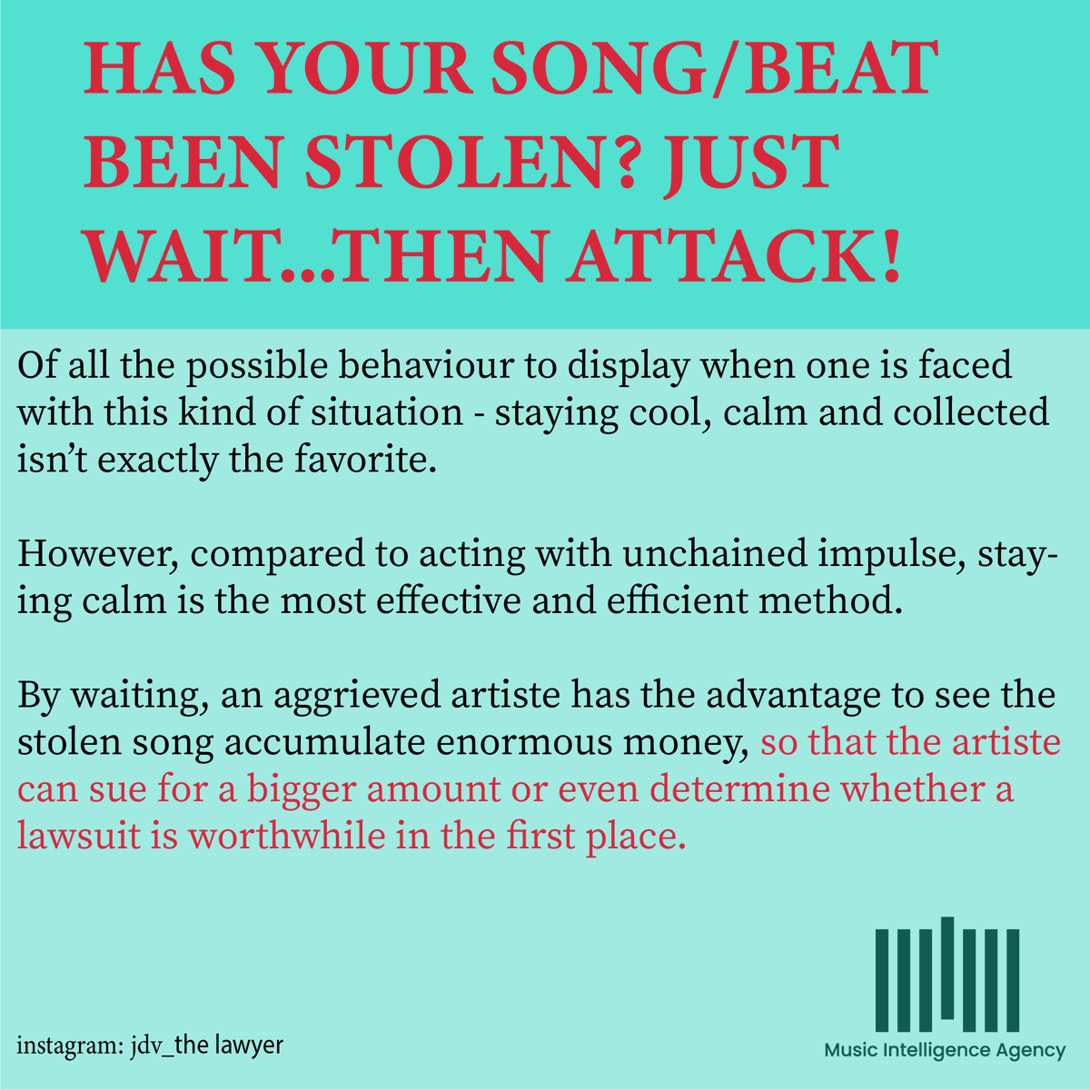 jdv_thelawyer's tweet photo. Lawsuits don't come cheap, so wait and assess the situation to see if the copyright thief is worth the litigation cost. https://t.co/abFl7UoQE8