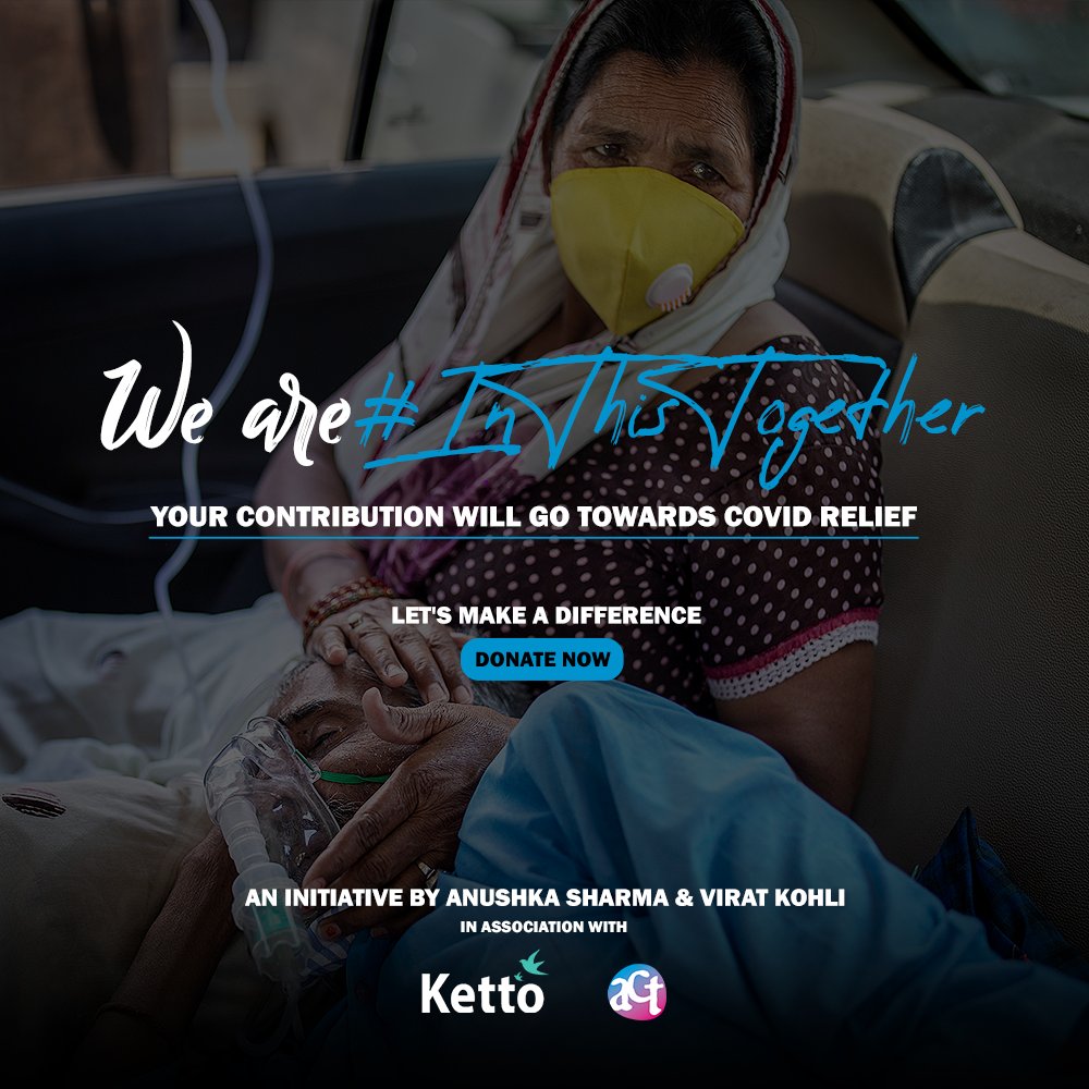Requesting you all to come forward and show your support to our country and our people. We are #InThisTogether 

Link in Bio 🙏🏻 

#ActNow #OxygenForEveryone #TogetherWeCan #SocialForGood

@ketto @actgrants