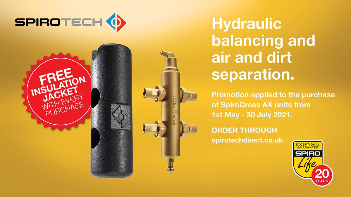 😎  From 1st May to 30th July 2021 receive a FREE Insulation Jacket (TAX150) with every brass SpiroCross AX ordered bit.ly/Free_AX_Jacket
What's not to like 👍
#spirotech #spirotechdirect
