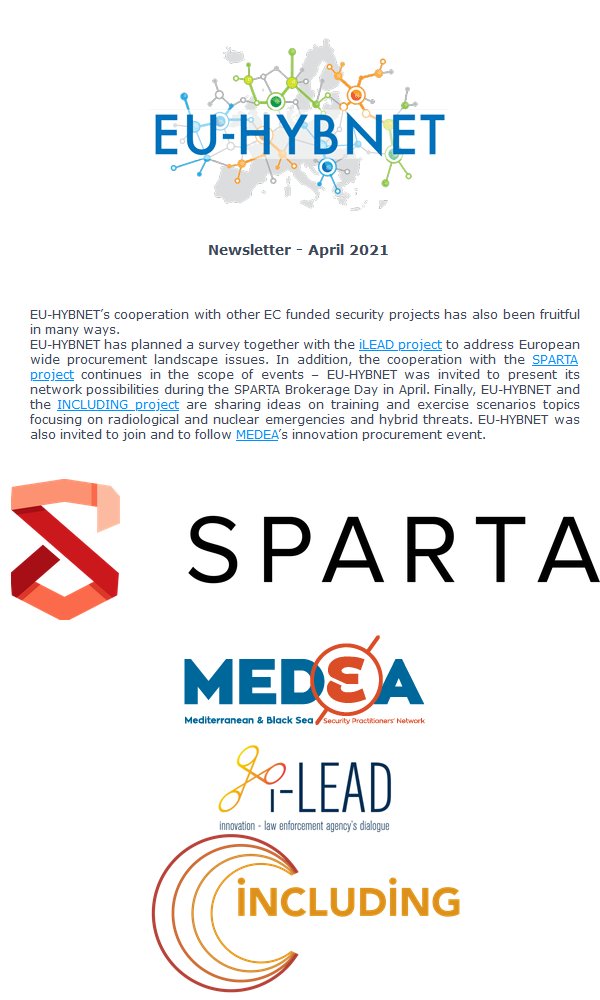 #KEMEA participates in @EuHybnet project & invites you to read the project's 2nd #Newsletter RM lnkd.in/gUTnqQY #H2020 #HybridThreats #standardization #innovation #intelligence #UrbanSecurity #StrongerTogetherEU @sparta_eu @MEDEAProject1 @i_LEAD_Project @H2020Including