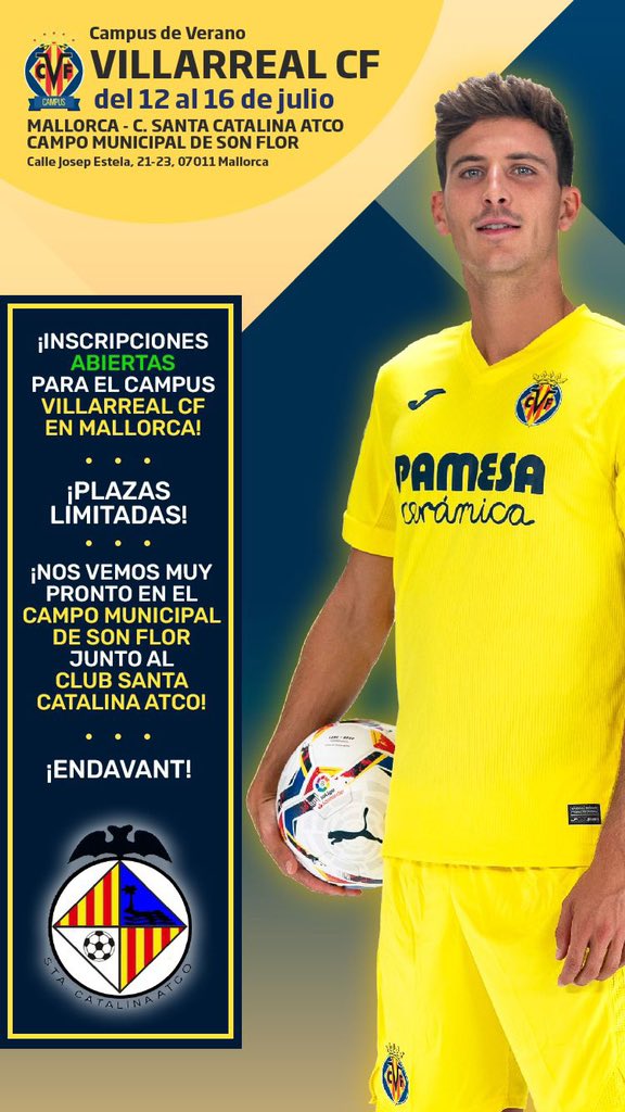 Inscríbete para el mejor campos del verano:  campusytorneos.villarrealcf.es/es/campus-vill…