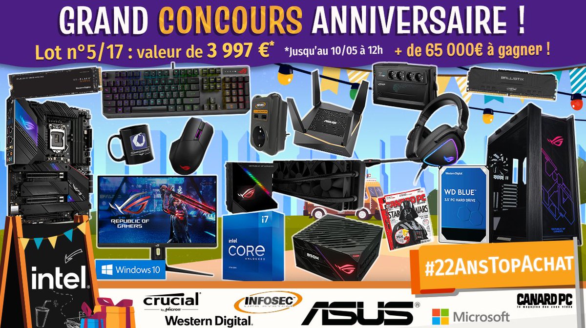 🎁 #26AnsTopAchat (@topachat) on Twitter photo 🎁 Concours 🎁 #22AnsTopAchat
+65 000€ de lots à gagner !
C'est reparti avec le #Lot5 d'une valeur de 3997 € ! 🔥
Pour participer
☑ #RT ce tweet
☑ Follow <a href="/TopAchat/">🎁 #26AnsTopAchat</a>
Participe aussi sur Insta / Facebook / le site
topachat.com/pages/concours…
🍀 TAS le 10/05 à 12h 🎁 Concours 🎁 #22AnsTopAchat
+65 000€ de lots à gagner !
C'est reparti avec le #Lot5 d'une valeur de 3997 € ! 🔥
Pour participer
☑ #RT ce tweet
☑ Follow <a href="/TopAchat/">🎁 #26AnsTopAchat</a>
Participe aussi sur Insta / Facebook / le site
topachat.com/pages/concours…
🍀 TAS le 10/05 à 12h