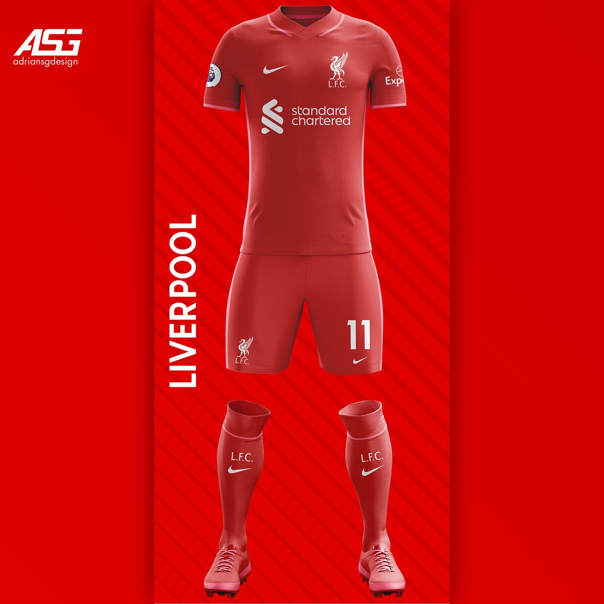 Liverpool  @LFC Red base with hints of a lighter red, which are rather subtle.
