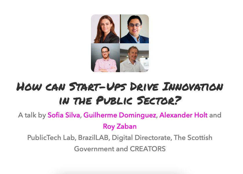 publictechlab's tweet image. Join us at @GovXDigital, UK&apos;s biggest public sector transformation conference in a panel to discuss how startups can drive innovation in the public sector, alongside @alexanderholtuk @guidominguez @sofiasilvacar Roy Zaban
🗓️May 12th
⏰4.30PM (CEST) 
👉bit.ly/33oHw3i