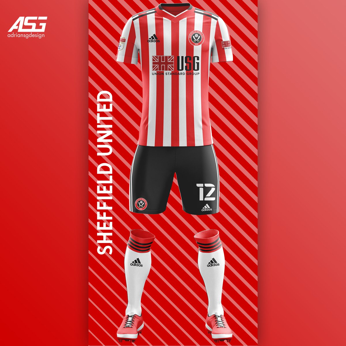 Sheffield United  @SheffieldUnited Stripe design as per usual. Stripes on the sleeves as well. Black highlights too.