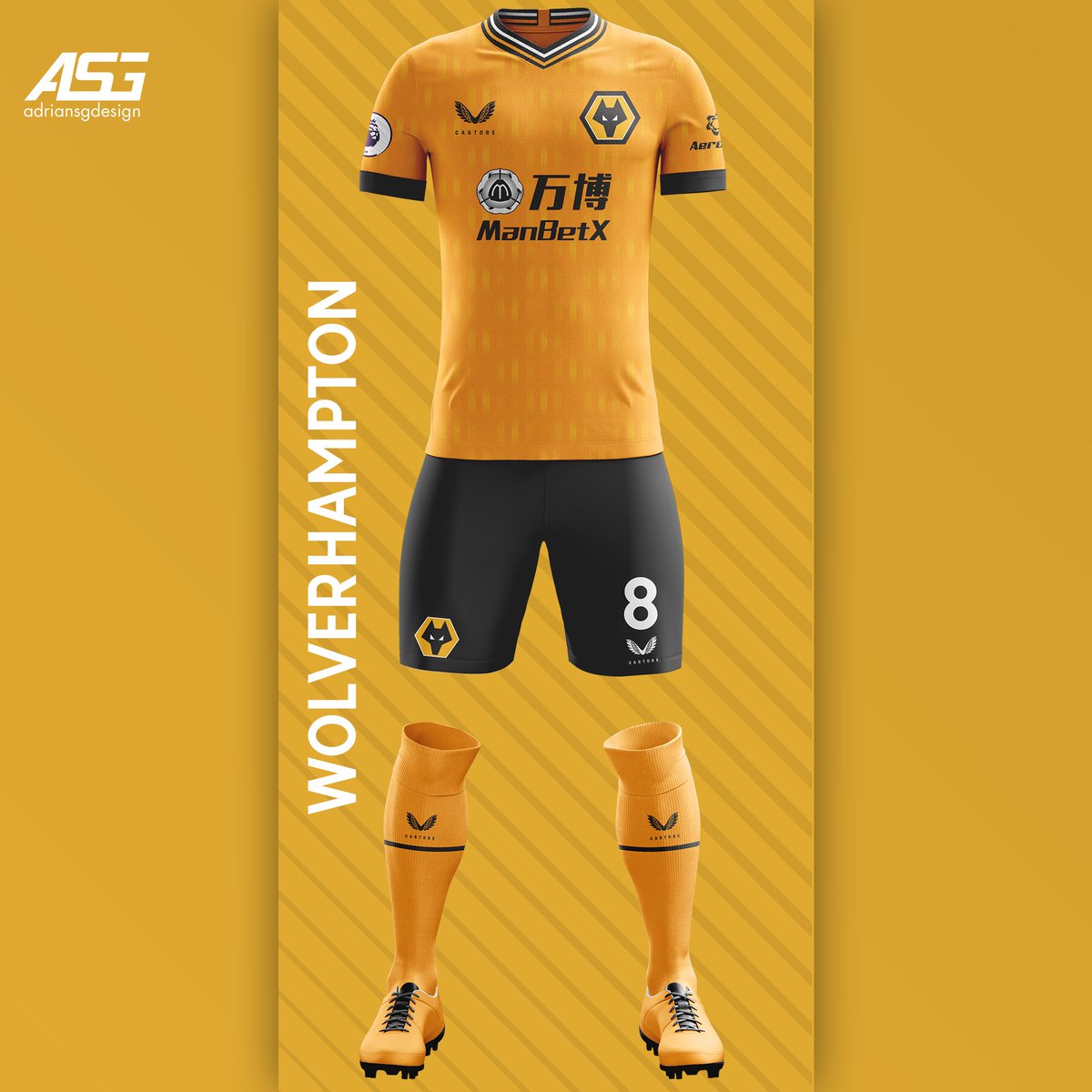 Wolves  @Wolves Their first kit to be made by Castore. A design inspired by the 1990s. A little bit of white too.