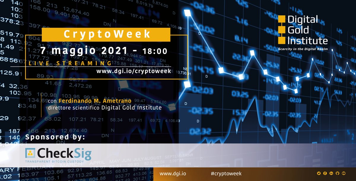 DigitalGoldInst's tweet photo. Buon #CryptoWeek! @Ferdinando1970 ora live per il commento delle news crypto della settimana. Ospite della rubrica @FrancescoAv1 che presenterà in anteprima l'instant-book de @sole24ore sui temi fiscali legati a #bitcoin.
https://t.co/Y30FCSKu8H https://t.co/vhJSwHYINr
