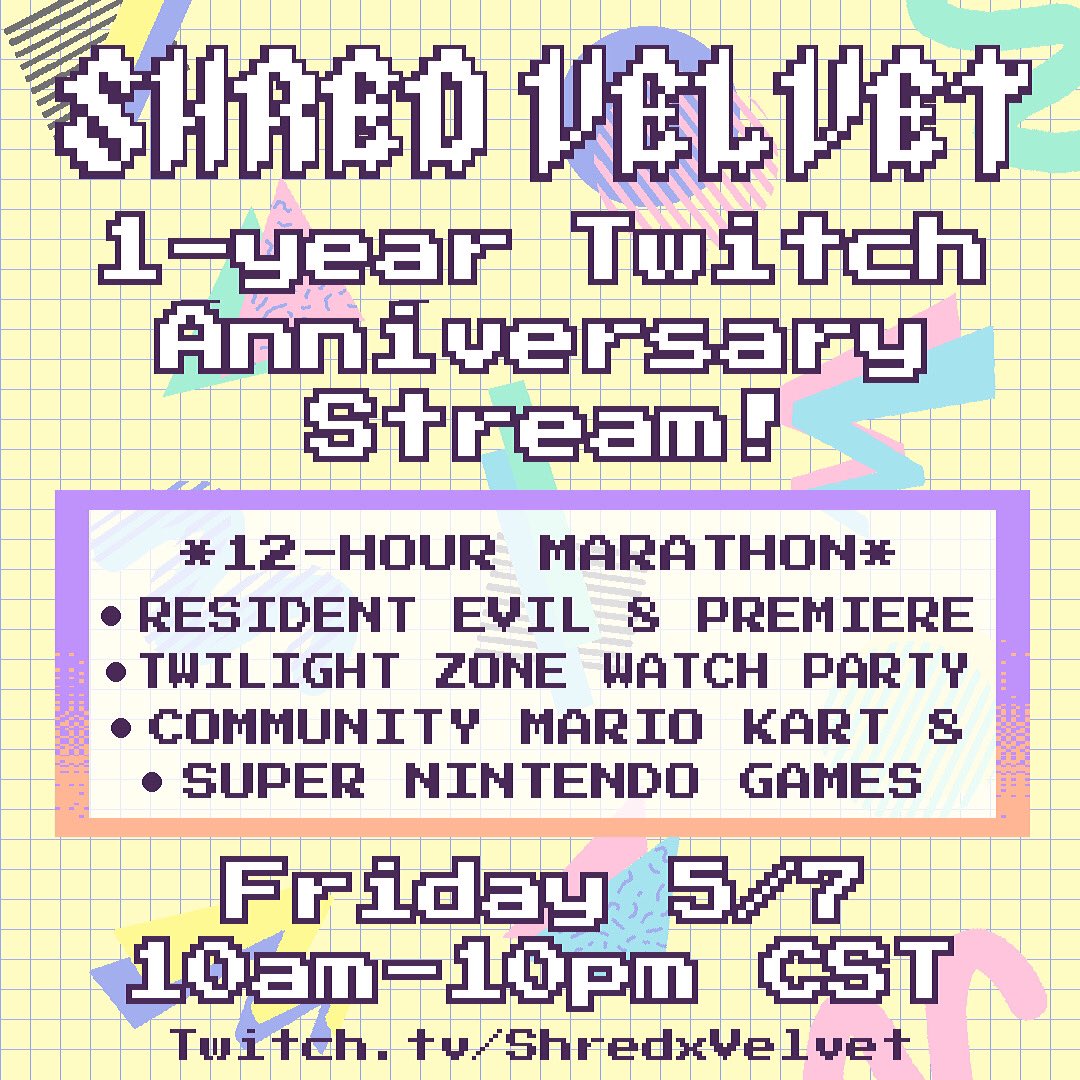 ShredxVelvet's tweet image. Good morning friends! We are ✨live now✨ with a 12-hour Twitch anniversary stream! Come hang!

Twitch.tv/ShredxVelvet