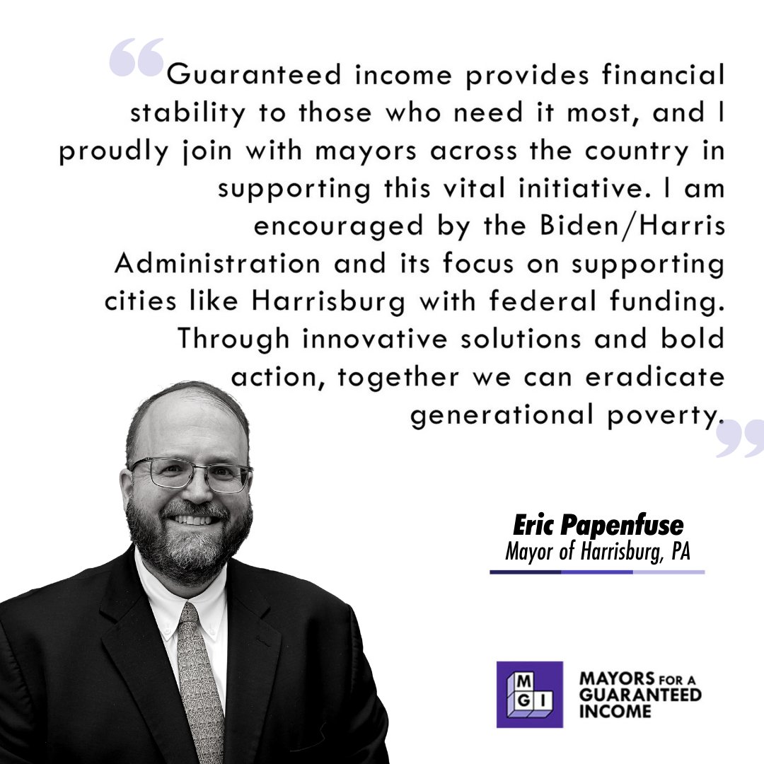 Welcome to <a href="/mayorsforagi/">Mayors for a Guaranteed Income</a>, Mayor <a href="/EricPapenfuse/">Eric Papenfuse</a> of Harrisburg, PA! This is our New Deal moment to imagine a more fair and inclusive social contract that provides dignity and an income floor for all.