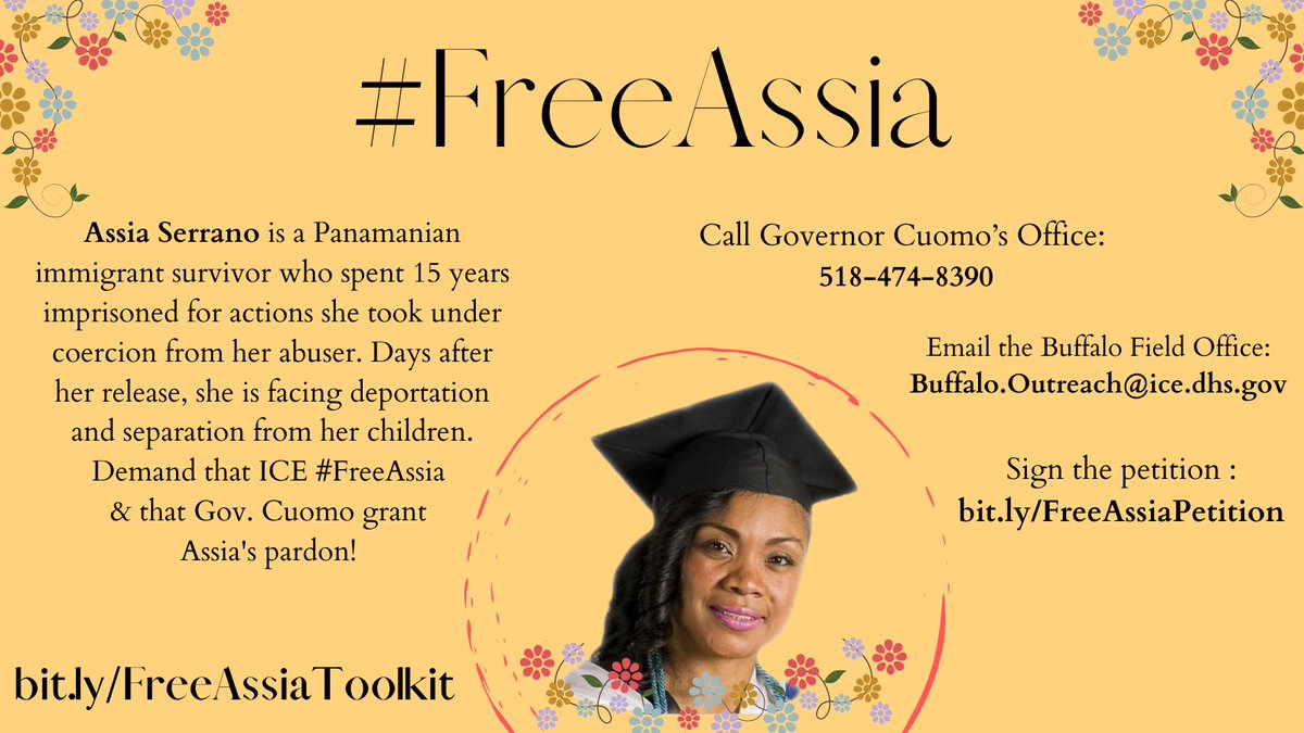 Time and time again, immigrant survivors are criminalized for surviving abuse and then turned over to ICE after being released from prison. #StopICEtransfers #SurvivedAndPunished #FreeAssia,  #FreeAllSurvivors! Please take action today: docs.google.com/document/d/1uS…