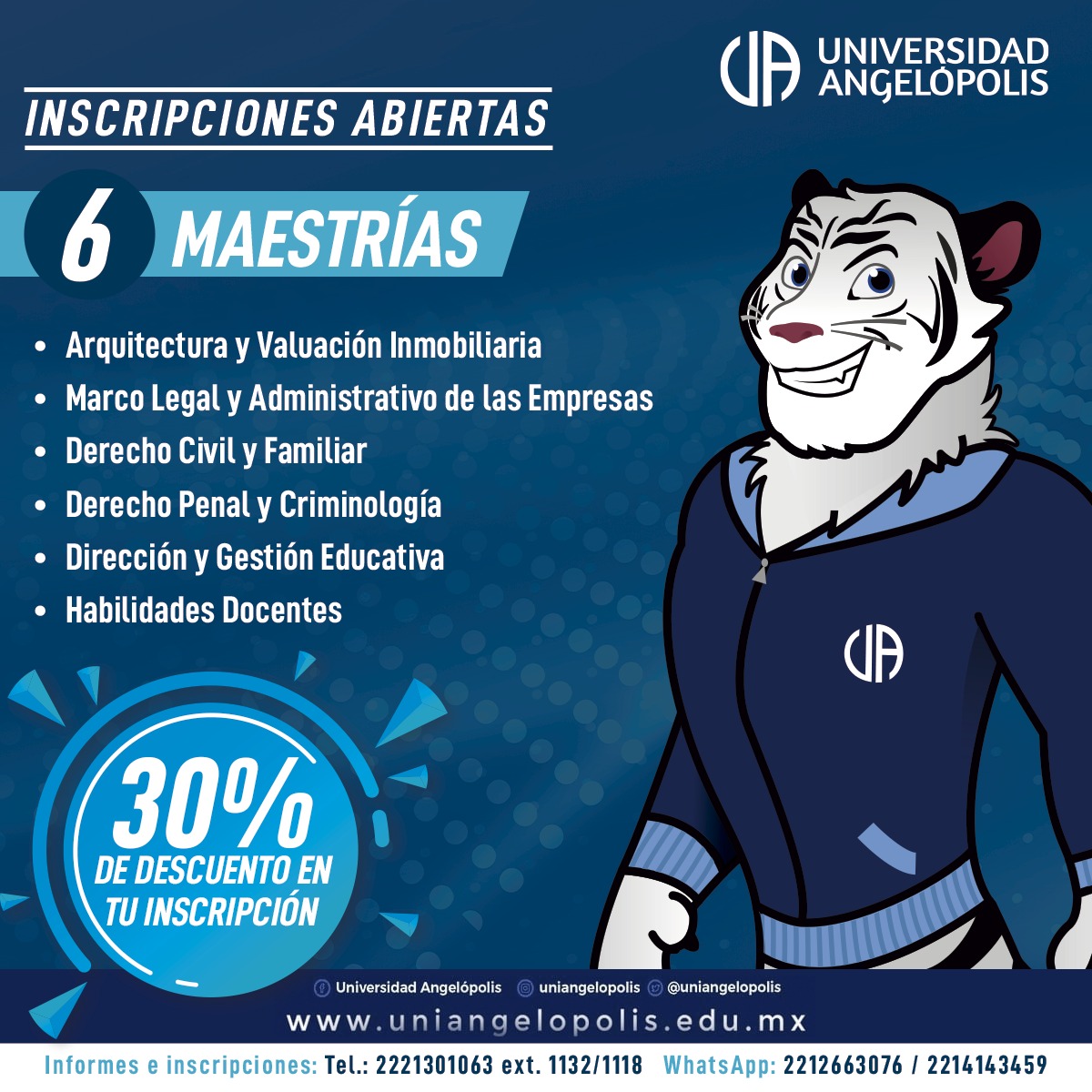 uniangelopolis's tweet photo. ¡Especialízate en tu trabajo! 
Contamos con 6 diferentes Maestrías que te ayudarán a marcar diferencia en tu área laboral 👩‍💼🧑‍💼. 
✅ Inscripciones Abiertas 
￼
Contáctanos vía WhatsApp, estamos para apoyarte.
📲 https://t.co/ENWOXMyyDY
📲 https://t.co/F4gaq47rGR
#SoyUniAngelópolis https://t.co/6QONwIMiy4