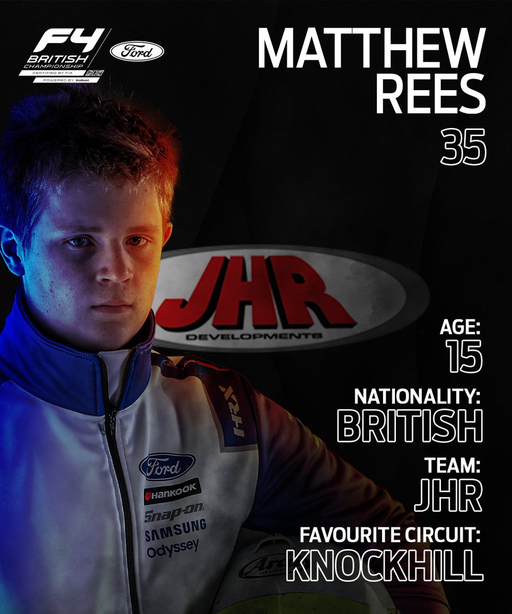 BritishF4's tweet image. Another karting star looking to make a strong start to life in single seaters... 🏁

Here's an introduction to @JHRdevelopments' #MatthewRees ⬇️

#BritishF4 | #FordPerformance
