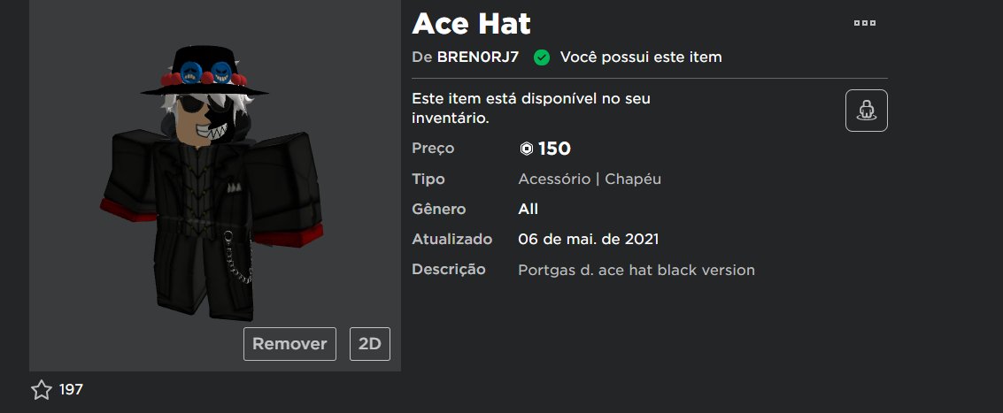 BREN0RJ ツ on X: RAPAZIADA, LANCEI O CHAPÉU DO ACE NO ROBLOX!!   o link do item ta ai pra quem quiser comprar!   / X