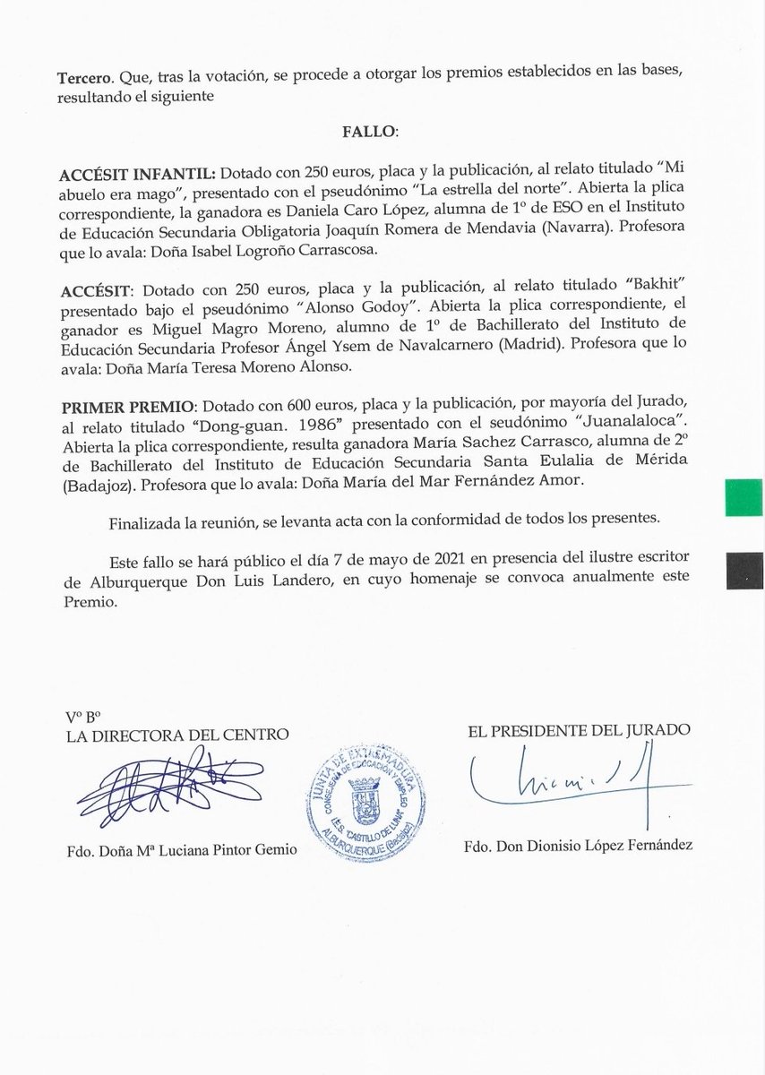 Ganadores del Premio #LuisLandero en su edición trigésimo primera de 2021. Enhorabuena y muchas gracias por habernos regalado vuestras historias.