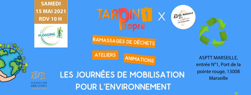 Envie de t’engager et d’agir pour l’environnement ?
Rendez-vous le 15 mai 2021 avec l' ASPTT Marseille à l'occasion de l'événement Tarpin Propre ! 
INSCRIPTION EN LIGNE (GRATUIT bien sûr) : asptt_marseille.comiti-sport.fr/#login-modal
<a href="/1PieceOfRubbish/">1DéchetParJour</a> @fsasptt <a href="/marseille/">Ville de Marseille</a>