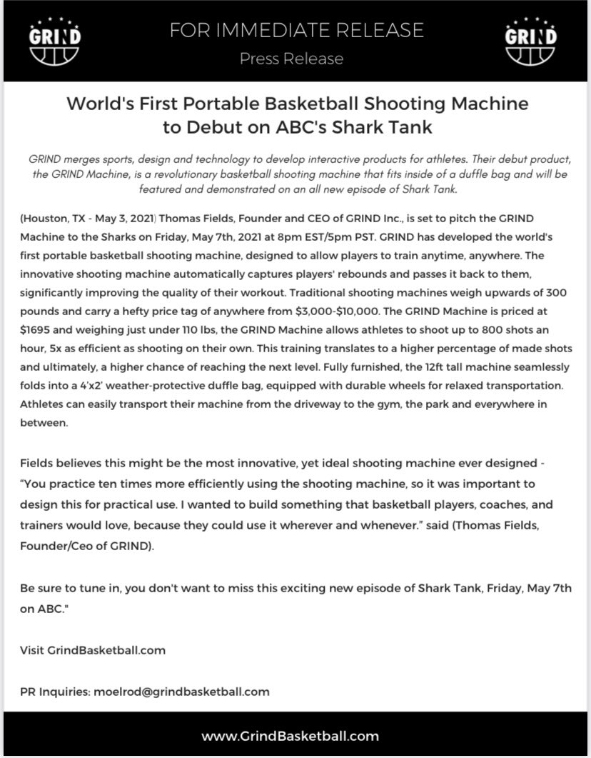 NinaZDallas's tweet photo. .@GrindBasketbal makes their debut tonight at 8pm EST/5pm PST on ABC’s Shark Tank. 

So excited and proud of @thomasfields_  &amp; @hshopefuls https://t.co/ojykepoQb6