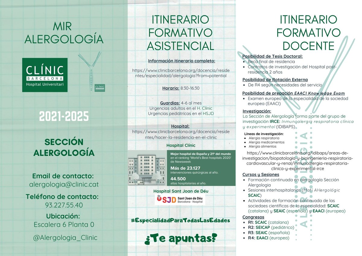 AlergiaClinic's tweet photo. ¿Has hecho el #MIR2021 👩💻👨🏽⚕️?
¿Te interesa hacer #alergologia 👩🏼⚕️en el @hospitalclinic 🏥?
El año pasado el 🥇residente de alergia @SEAIC_Alergia @SEICAP nos escogió🥳🥳
¿Quieres conocernos 🤓?
🚩ZOOM https://t.co/NgBbxbn98o
📅 14.05.2021
🕙 10:00
¡¡Te esperamos 🥰!! https://t.co/RgZaTmcVzr