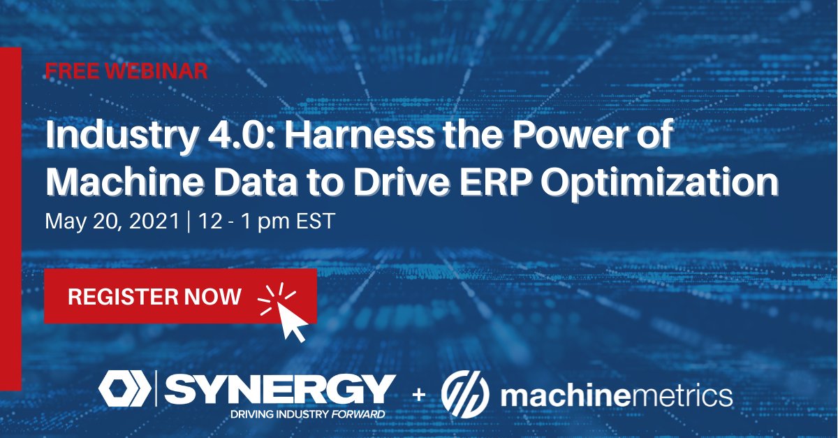 SR_MFG_ERP's tweet image. Attn Infor VISUAL users - You asked for this integration and we have delivered it! Synergy has invested in an automation platform to create proven workflows to send data between #MachineMetrics and #InforVISUAL. Join us to learn more! #smartmanufacturing bit.ly/33nslrb