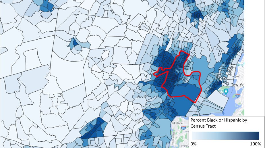 This kind of within-district socioeconomic stratification can seem trivial relative to the segregation we see between district, as with racial segregation. (ACS data)But if it's happening then it would mean some Newark schools are serving a relatively advantaged population. 7/8