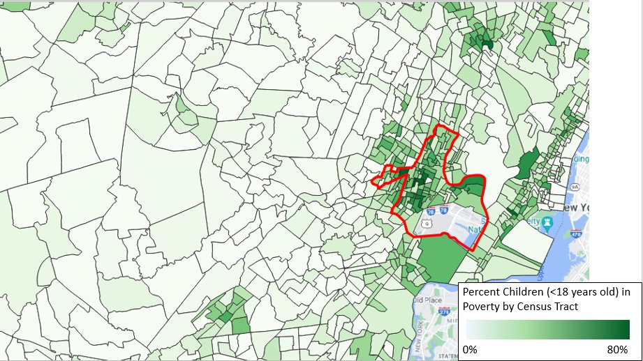 This kind of within-district socioeconomic stratification can seem trivial relative to the segregation we see between district, as with racial segregation. (ACS data)But if it's happening then it would mean some Newark schools are serving a relatively advantaged population. 7/8