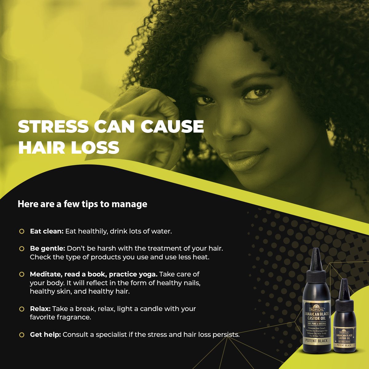 FroEvaAfter's tweet photo. It’s important to manage your stress, to reduce further hair loss. Here are some tips on how to do that. 

#stressrelief #scalptreatment #hair #haircare #healthyhair #healthyhairjourney #hairgrowth #naturalhaircare #naturalhairjourney #weaves #braids #hairlove https://t.co/wG9hZuQ5gi