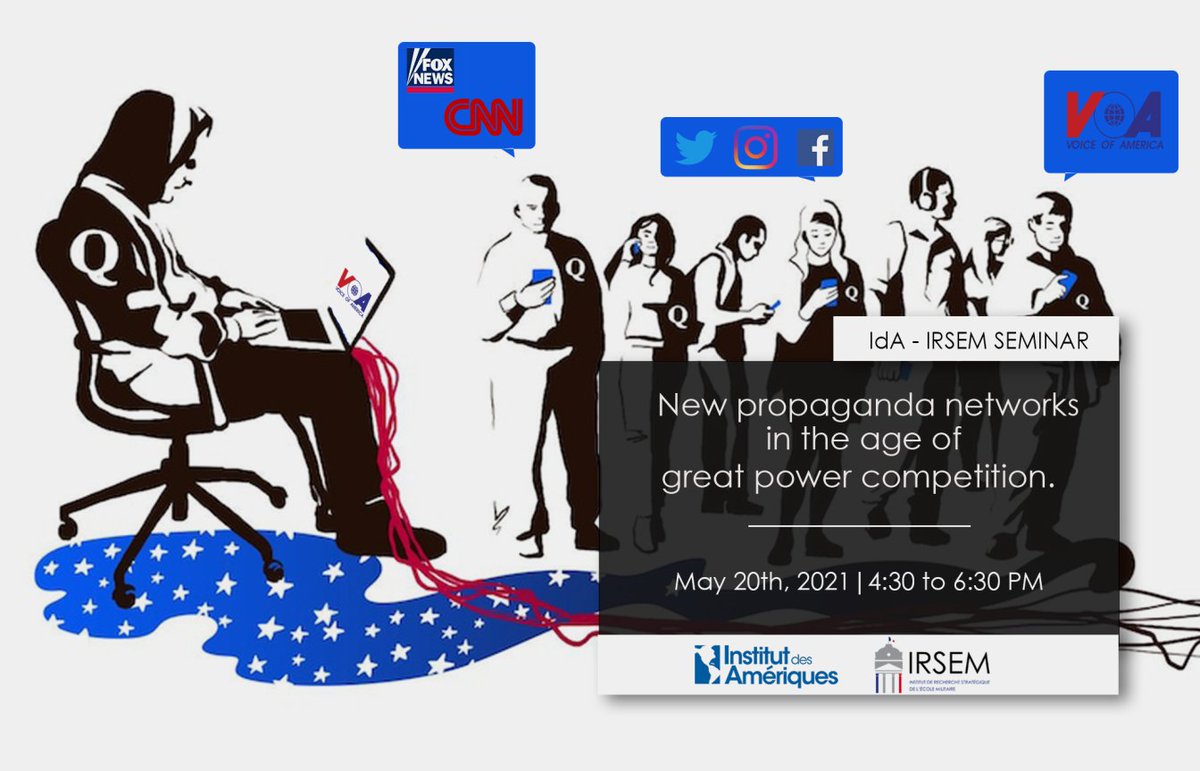 🗺️ Le jeudi 20 mai aura lieu la 4ème séance de notre séminaire Enjeux stratégiques dans les Amériques, intitulée 'New propaganda networks in the age of great power competition' ! 👉 Les inscriptions sont ouvertes : docs.google.com/forms/d/e/1FAI…