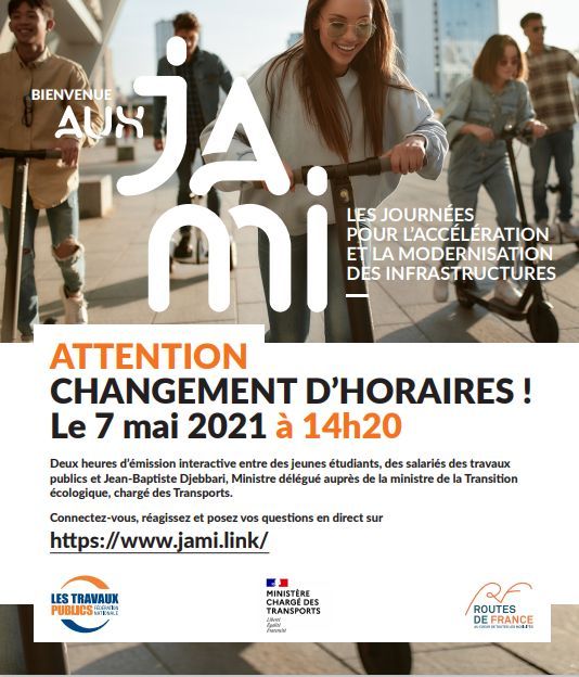 🔴LIVE: Les #JAMI [Journées pour l'accélération et la modernisation des infrastructures]🚌🚙🚲🛴

Tous avec toi <a href="/SamiaDeqqaq/">samia</a>, étudiante en Génie Civil à l'<a href="/Esipe_uge/">ESIPE</a>, sélectionnée pour échanger avec le ministre chargé des transports!

👉connectez-vous! jami.link
