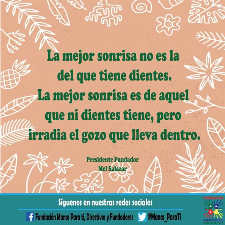 Manos_ParaTi's tweet photo. 📌 A pesar de todas las circunstancias debemos transmitir buena vibra, reflexionemos sobre nuestras vidas y tratemos de regalar una sonrisa cada día. 🙏

#Reflexión
#FundaciónManosParaTi https://t.co/v6PITAX38r
