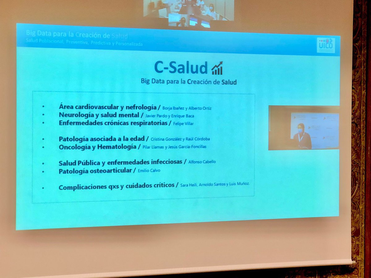 UICO (@uicoquironsalud) on Twitter photo Arranca el proyecto “C-Salud, Big Data para la creación de Salud” en la Red4H con el apoyo de <a href="/quironsalud/">quirónsalud</a> y el #IISFJD.
Big Data e IA con aplicación clínica en 8 líneas asistenciales.
De medicina reactiva a medicina proactiva.
#GestionandoElCambio
#VBHC #BigData #SaludDigital Arranca el proyecto “C-Salud, Big Data para la creación de Salud” en la Red4H con el apoyo de <a href="/quironsalud/">quirónsalud</a> y el #IISFJD.
Big Data e IA con aplicación clínica en 8 líneas asistenciales.
De medicina reactiva a medicina proactiva.
#GestionandoElCambio
#VBHC #BigData #SaludDigital