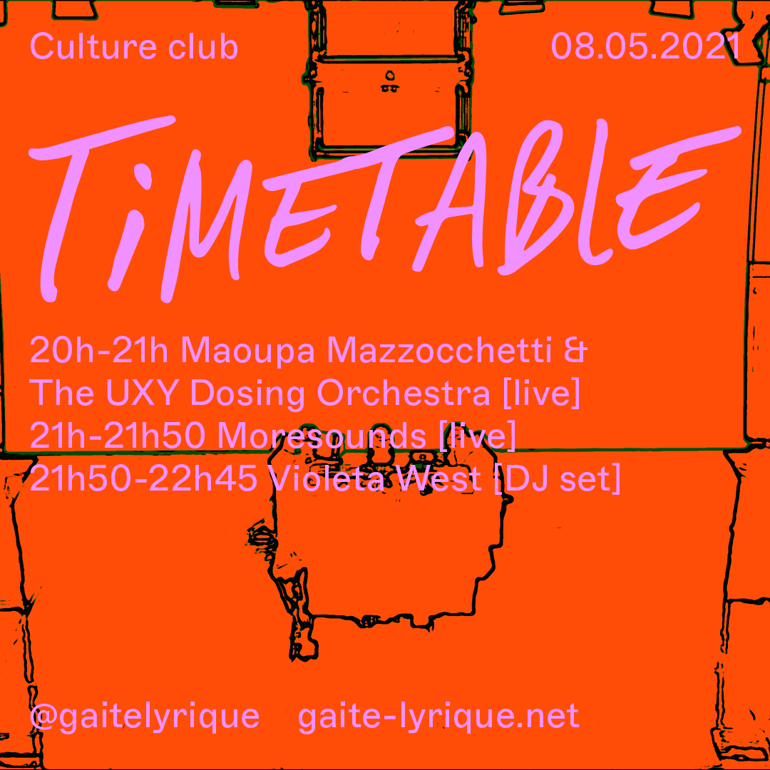 Le programme de ce soir ! 💥

Rendez-vous à 20h sur [Plein Écran] avec <a href="/75021PARIS/">75021</a>, <a href="/MaoupaM/">Maoupa Mazzocchetti</a>, <a href="/VioletaWest/">Violeta West</a> &amp; <a href="/moresounds/">Moresounds</a> 🔥

👉 + d'infos : bit.ly/Cultureclub_75…