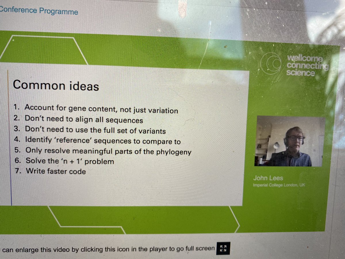 The future! Definitely need to eliminate alignment of all sequences and only resolve meaningful parts of phylogeny! Also sped up in C. <a href="/johnlees6/">John Lees</a> presents his suite of software to do efficient and scalable rapid genomic epidemiology and their main aims #ABPHM21
