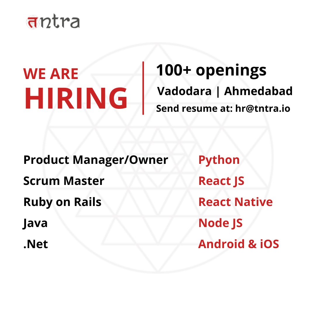 tntraio's tweet image. We are actively looking for people who can create, lead, and innovate. Are you one of them? Join the team at Tntra.

#tntra #botree #botreetechnologies #job #jobs #jobs2021 #hiring #hiringnow #hiring2021 #hiringalert #jobseeking #culture