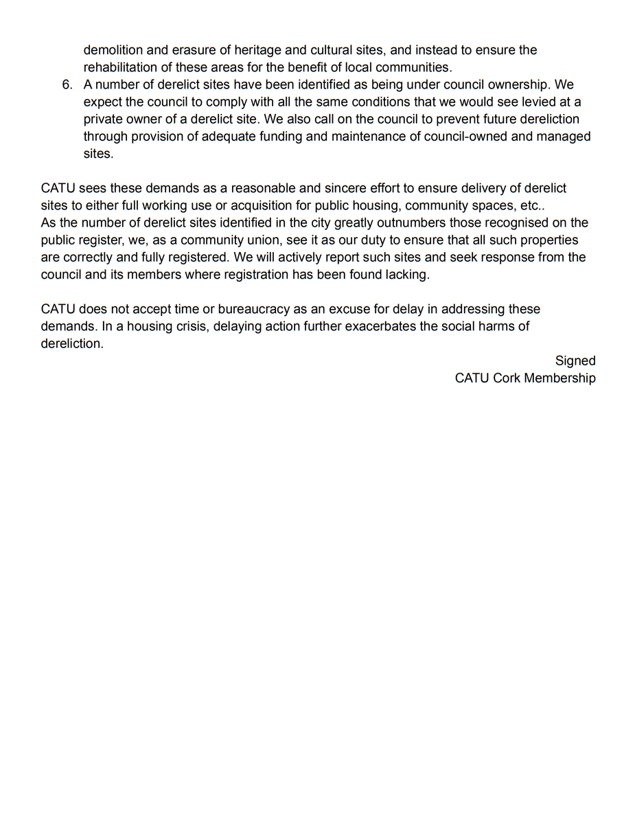 Today we are publishing our open letter to Cork City Council, highlighting their completely inadequate response to addressing dereliction within Cork City and listing our demands. This is the official launch of our campaign to end dereliction in Cork 🚫🏚️