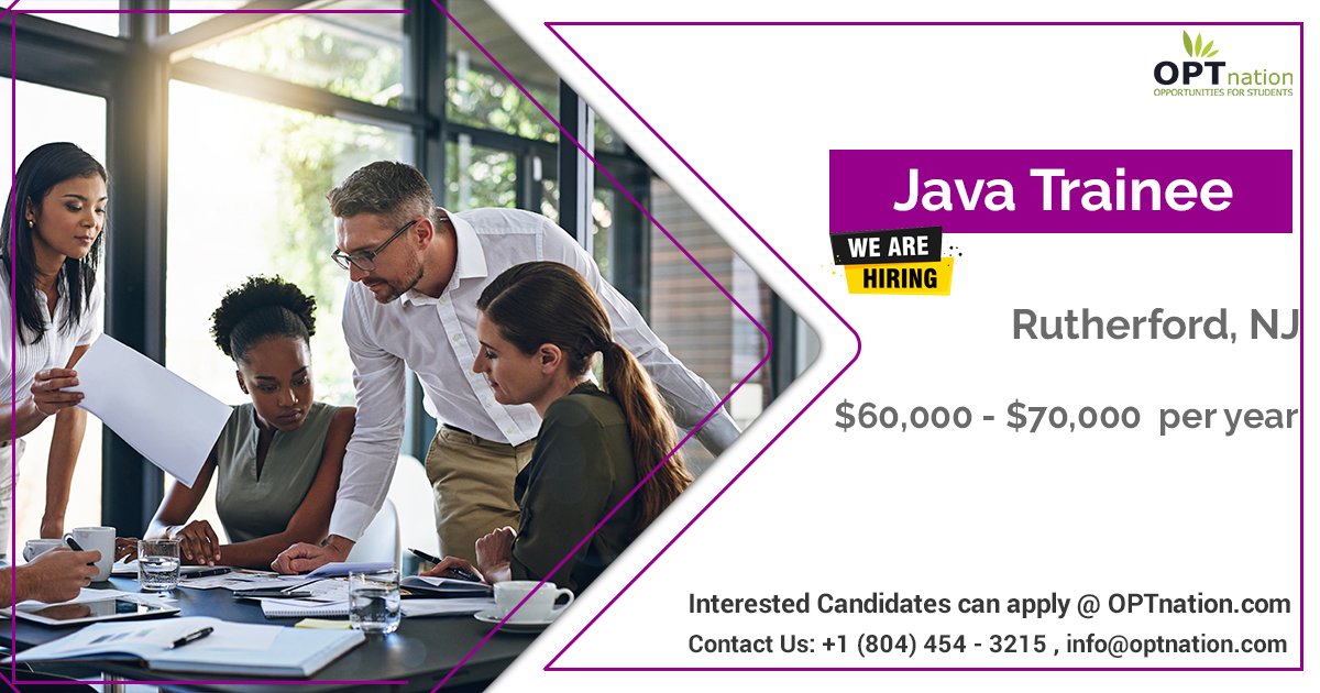 optnation_usa's tweet image. Hiring Now Java Trainee, Rutherford, NJ
Build your career with latest opportunities at reputed companies
Apply Now: optnation.com/java-trainee-j…
#jobs #JobsSearch #JavaTrainee #Recruitment #OPT #OPTjobs #HiringNow #jobseekers #JobHunt #JobOpening #Hiring #Resume #Jobs #Careers